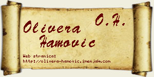 Olivera Hamović vizit kartica